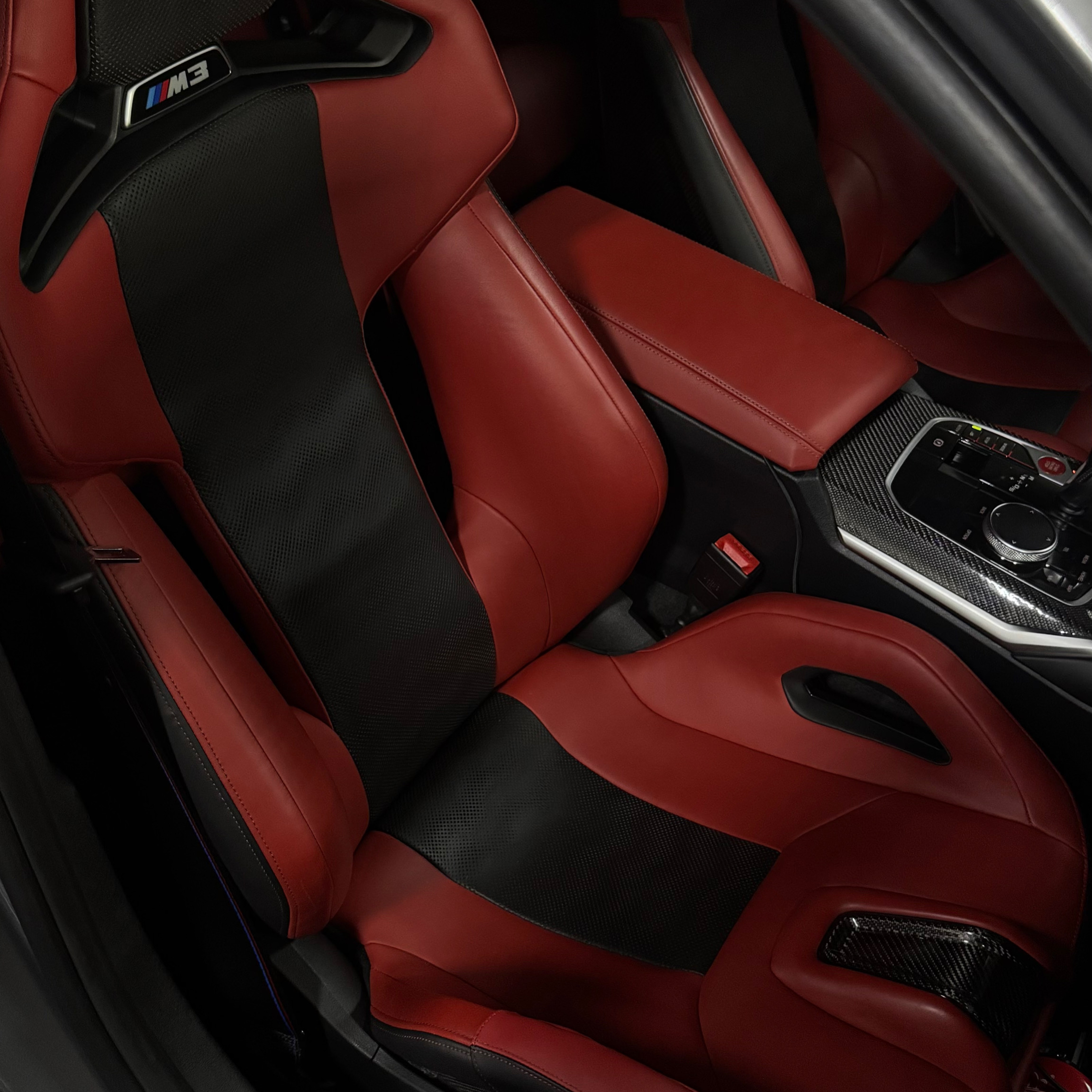Red and black vehicle interior